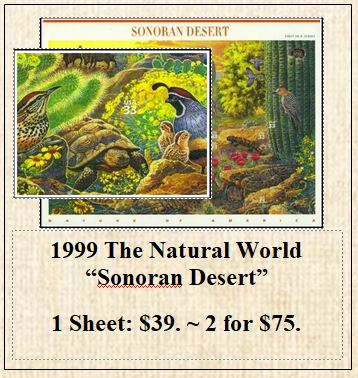 1999 The Natural World “Sonoran Desert” Stamp Sheet