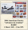 2004 American Classics “Advances in Aviation” RARE! Stamp Sheet