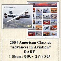 2004 American Classics “Advances in Aviation” RARE! Stamp Sheet