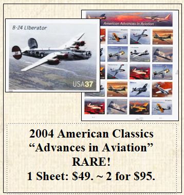 2004 American Classics “Advances in Aviation” RARE! Stamp Sheet