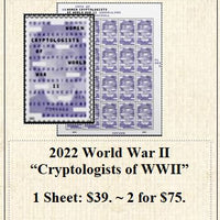 2022 World War II “Cryptologists of WWII” Stamp Sheet