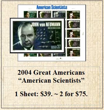2004 Great Americans “American Scientists” Stamp Sheet