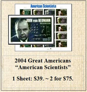2004 Great Americans “American Scientists” Stamp Sheet