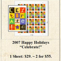 2007 Happy Holidays “Celebrate!” Stamp Sheet