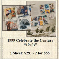 1999 Celebrate the Century “1940s” Stamp Sheet