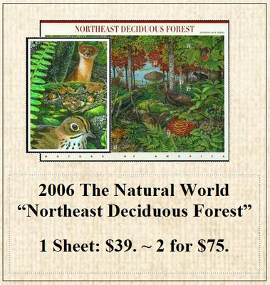 2006 The Natural World “Northeast Deciduous Forest” Stamp Sheet