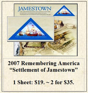 2007 Remembering America “Settlement of Jamestown” Stamp Sheet