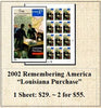 2002 Remembering America “Louisiana Purchase” Stamp Sheet