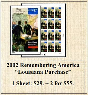 2002 Remembering America “Louisiana Purchase” Stamp Sheet