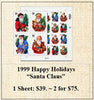 1999 Happy Holidays “Santa Claus” Stamp Sheet