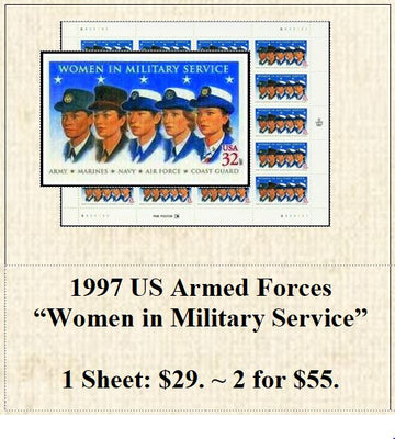 1997 US Armed Forces “Women in Military Service” Stamp Sheet