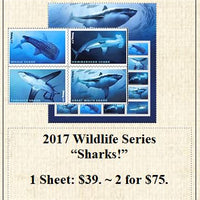 2017 Wildlife Series “Sharks!” Stamp Sheet