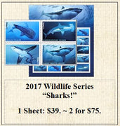 2017 Wildlife Series “Sharks!” Stamp Sheet