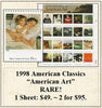 1998 American Classics “American Art” RARE! Stamp Sheet