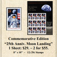 Commemorative Edition “25th Anniv. Moon Landing” Stamp Sheet
