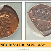 198X Lincoln Cent Off Center on a Straight Clip Planchet Error Coin ~ NGC MS64 RB ~ #EC-052