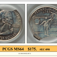 1999-D Pennsylvania  Statehood Qt. Double Curved Clips Error Coin ~ PCGS MS64 ~ #EC-098