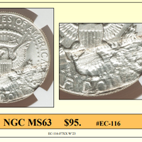 1964 Kennedy Silver Half Dollar Reverse Lamination Coin Error! #EC-116