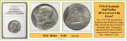 1976-D Kennedy Half Dollar 20% Curved Clip Error Coin ~ NGC MS64 ~ #EC-132