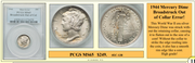 1944 Mercury Dime Broadstruck Out of Collar Coin Error! #EC-138