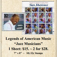 Legends of American Music “Jazz Musicians” Stamp Sheet