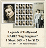 Legends of Hollywood RARE! “Ing Bergman” Stamp Sheet