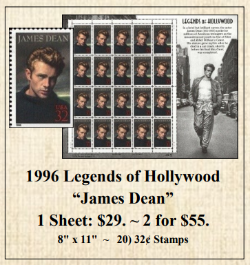 Legends of Hollywood “James Dean” Stamp Sheet | Palm Island