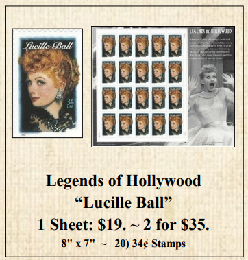 Legends of Hollywood “Lucille Ball” Stamp Sheet