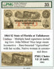 1864 $2 State of Florida at Tallahassee Obsolete Currency ~ PMG VF35 ~ #061