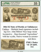 1864 $2 State of Florida at Tallahassee Obsolete Currency ~ PMG VF35 ~ #061