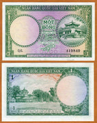 1956 South Vietnam Pre-War “Pagoda complex” 1 Dong World Currency, Uncirculated