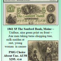 1861 $5 The Sanford Bank, Maine #146
