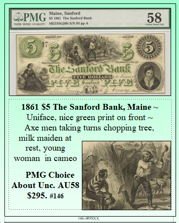 1861 $5 The Sanford Bank, Maine #146