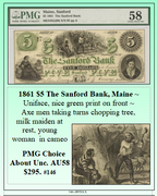 1861 $5 The Sanford Bank, Maine #146