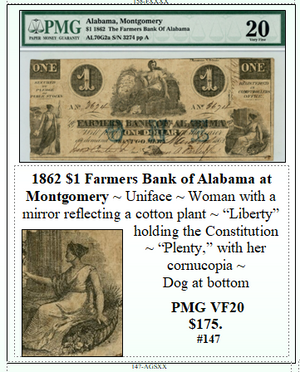1862 $1 Farmers Bank of Alabama at Montgomery #147