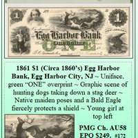 1861 $1 (Circa 1860’s) Egg Harbor Bank, Egg Harbor City, NJ #172