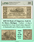 1838 $10 Bank of Chippeway, Sault de St. Marys, Michigan #176