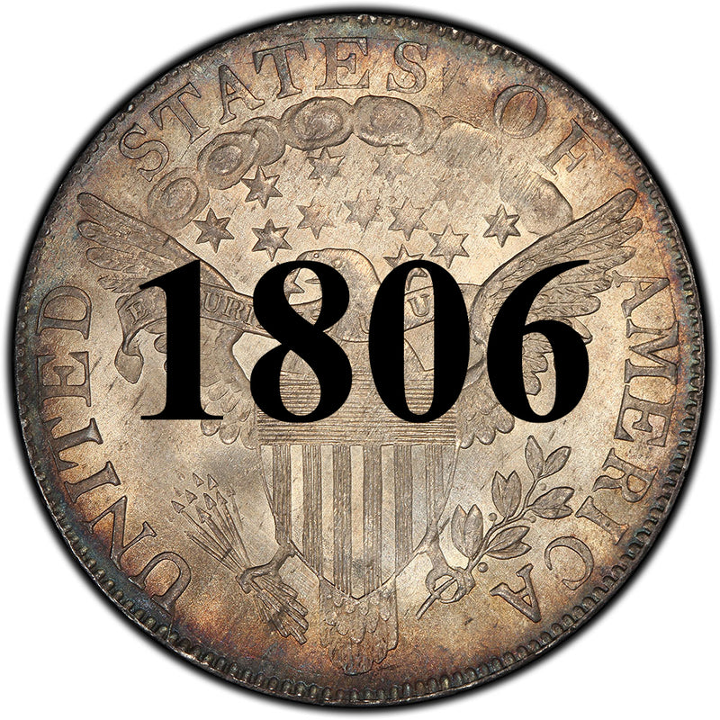 1806 Draped Bust Half Dollar , Heraldric Eagle Reverse | Palm Island