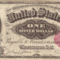 1891 $1 "Martha Washington" Red Seal Silver Certificate