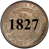 1827 Capped Bust Dime , "Wide Border Open Collar" Type ,