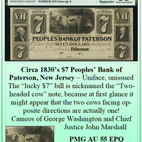 Circa 1830's $7 Peoples'Bank of Paterson, New Jersey #042