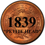 1839 "PETITE HEAD" Coronet Braided Hair Large Cent