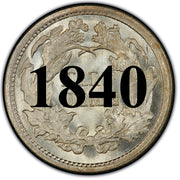 1840 "No Drapery" Seated Half Dime , Type 2 "Stars on Obverse"