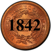 1842 Coronet Braided Hair Large Cent