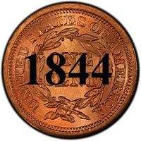 1844 Coronet Braided Hair Large Cent
