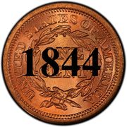 1844 Coronet Braided Hair Large Cent
