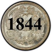 1844 Seated Half Dime , Type 2 "Stars on Obverse"