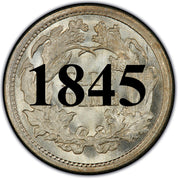 1845 Seated Half Dime , Type 2 "Stars on Obverse"