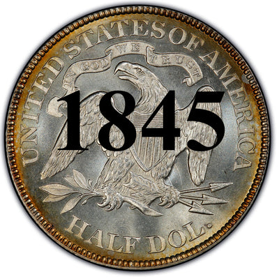 1845 Seated Liberty Half Dollar , Type 1 