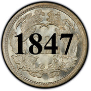 1847 Seated Half Dime , Type 2 "Stars on Obverse"